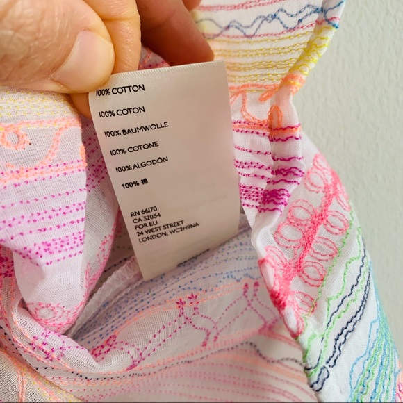 Anthropologie Letty Embroidered colorful stitching Babydoll Top blouse - Picture 13 of 16